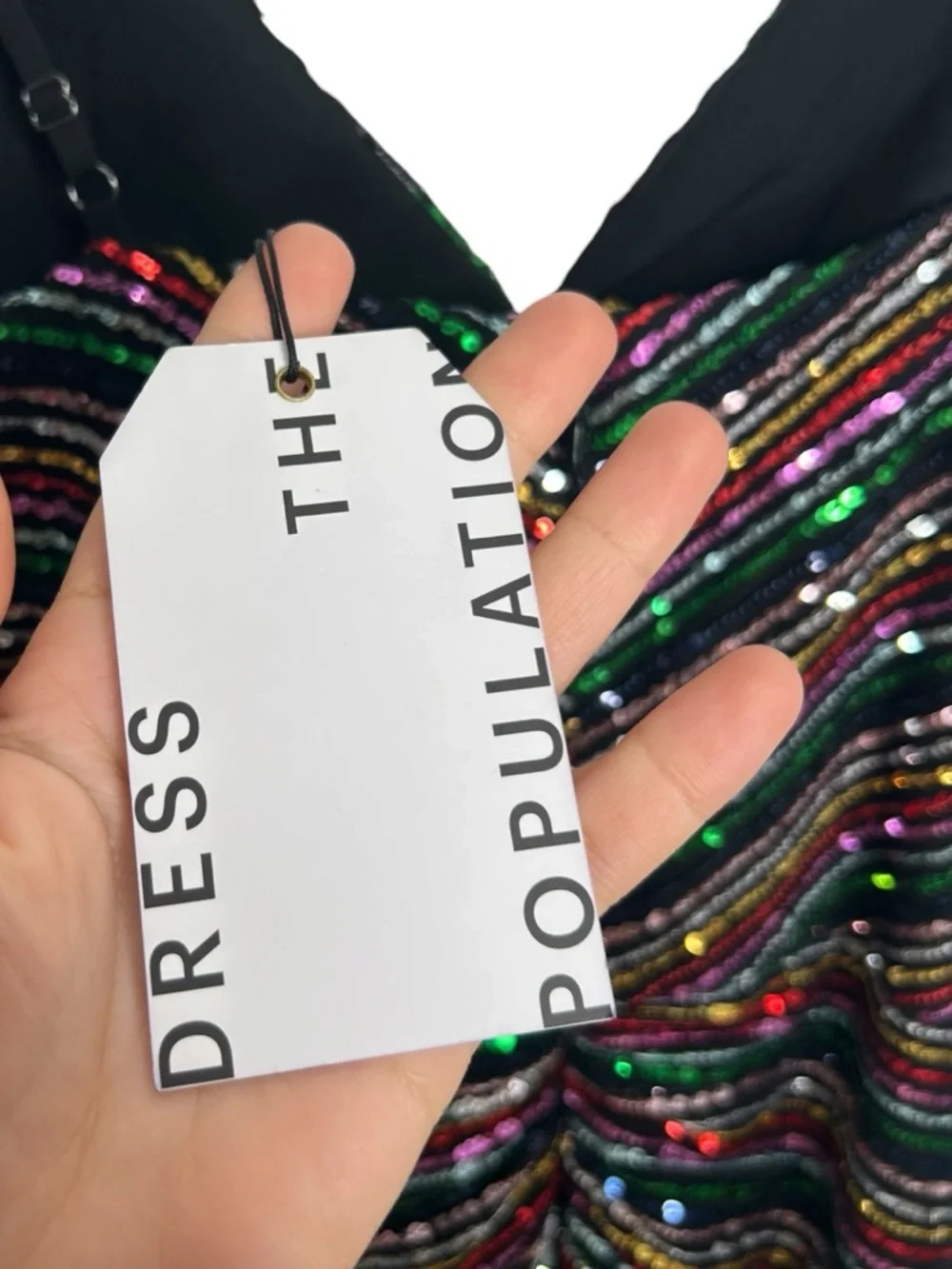 Dress the Population Viviane Rainbow Sequin Ruched Mini Dress Size Medium - Picture 6 of 10